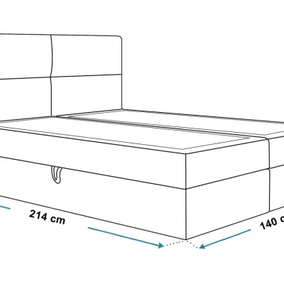 Boxspringová manželská postel CARLA 2 - 140x200, tmavě modrá