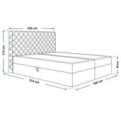 Boxspringová manželská postel BRUNA 1 - 160x200, světle šedá