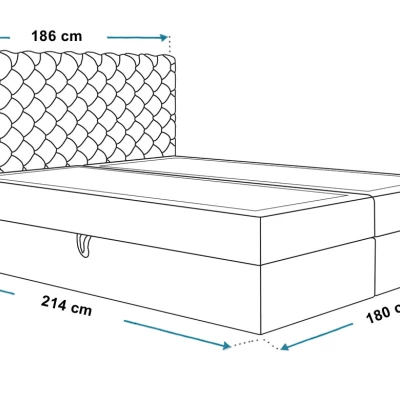 Boxspringová manželská postel BRUNA 1 - 180x200, šedá + topper