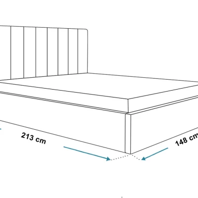 Čalouněná manželská postel LEORA - 140x200, světle šedá