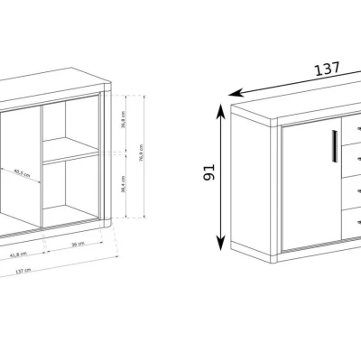 Kombinovaná komoda AIRA - dub lanýž