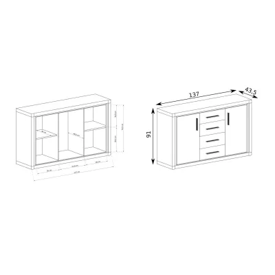 Kombinovaná komoda AIRA - dub lanýž