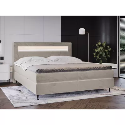 Hotelová postel s LED osvětlením 160x200 ORLANDO - latte + topper ZDARMA