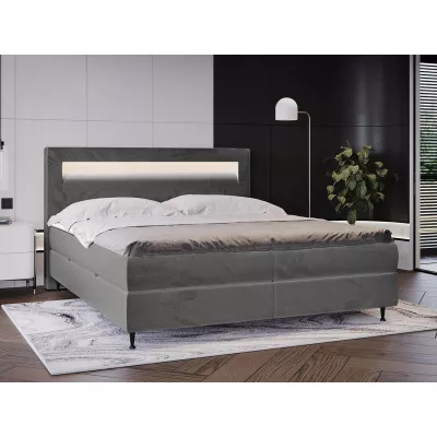 Hotelová postel s LED osvětlením 140x200 ORLANDO - šedá + topper ZDARMA