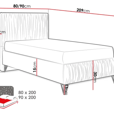 Čalouněná jednolůžková postel 80x200 HILARY - světlá šedá