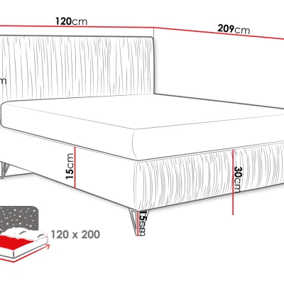 Čalouněná jednolůžková postel 120x200 HILARY - šedá