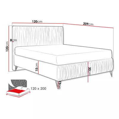 Čalouněná jednolůžková postel 120x200 HILARY - šedá