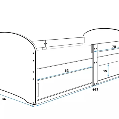 Dětská postel s úložným prostorem s matrací 80x160 ZÁVODNÍK 1 - bílá