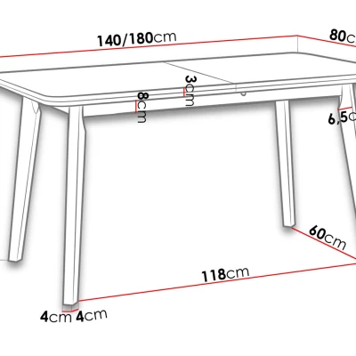 Rozkládací stůl do jídelny 140x80 cm ANGLETON 7 - bílý / černý