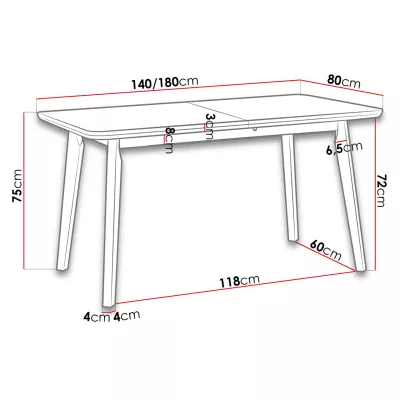 Rozkládací stůl do jídelny 140x80 cm ANGLETON 7 - bílý / černý