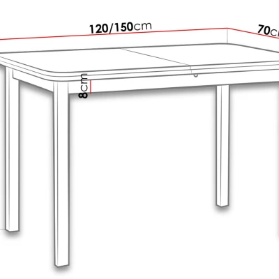 Rozkládací kuchyňský stůl 120x70 cm ARGYLE 4 - olše