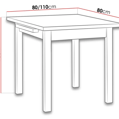 Rozkládací stůl do kuchyně 80x80 cm ARGYLE 7 - bílý