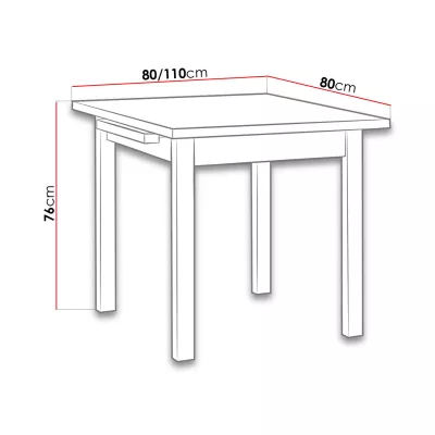 Rozkládací stůl do kuchyně 80x80 cm ARGYLE 7 - bílý