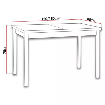 Rozkládací kuchyňský stůl 120x80 cm ELISEK 1 - dub sonoma / bílý