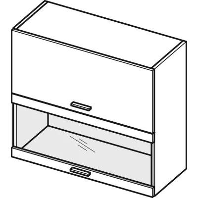 Horní prosklená skříňka ADAMA - šířka 80 cm, lesklá šedá / šedá