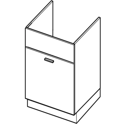 Dřezová skříňka se šuplíkem ARACY - šířka 50 cm, bílá, nožky 10 cm