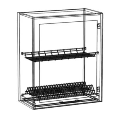 Horní skříňka s odkapávačem ARACY - šířka 60 cm, šedá / bílá