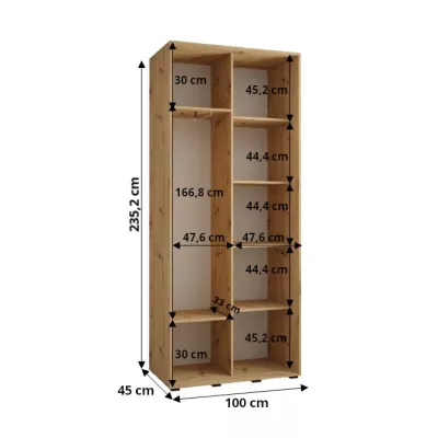 Šatní skříň ASIRI 1 - 100/45 cm, dub artisan / černá