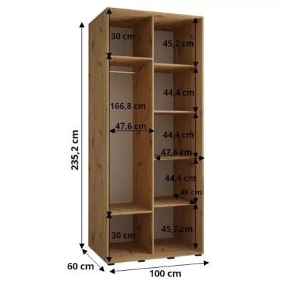 Šatní skříň ASIRI 1 - 100/60 cm, bílá / černá / zlatá