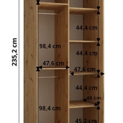 Šatní skříň ASIRI 1 - 100/60 cm, bílá / černá / zlatá