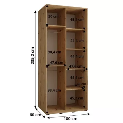 Šatní skříň ASIRI 1 - 100/60 cm, bílá / černá / zlatá