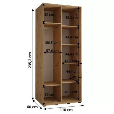 Šatní skříň ASIRI 1 - 110/60 cm, dub artisan / bílá / černá