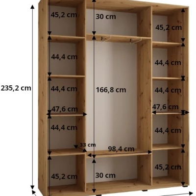 Šatní skříň ASIRI 7 - 200/45 cm, černá / bílá / černá