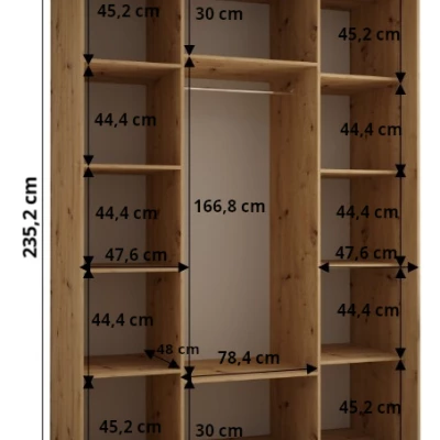 Šatní skříň ASIRI 13 - 180/60 cm, dub artisan / stříbrná