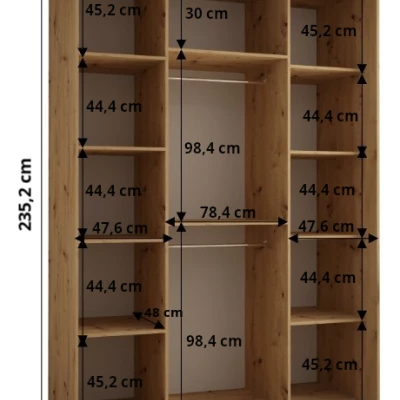 Šatní skříň ASIRI 13 - 180/60 cm, dub artisan / černá