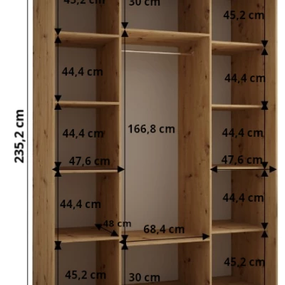 Šatní skříň ASIRI 13 - 170/60 cm, dub artisan / černá