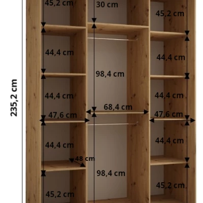 Šatní skříň ASIRI 13 - 170/60 cm, černá / stříbrná