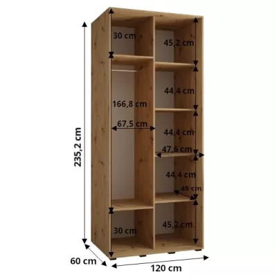 Šatní skříň ASIRI 1 - 120/60 cm, bílá / černá