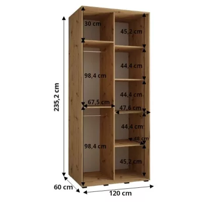 Šatní skříň ASIRI 1 - 120/60 cm, bílá / černá