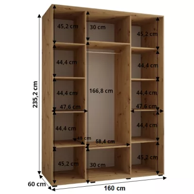 Šatní skříň ASIRI 13 - 160/60 cm, černá / zlatá