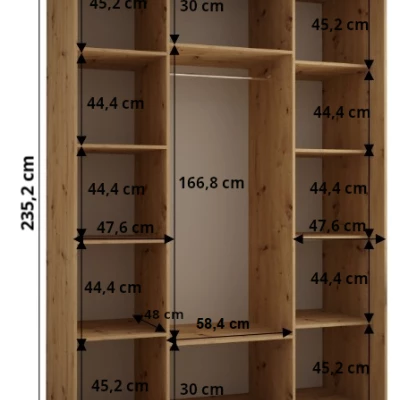 Šatní skříň ASIRI 13 - 160/60 cm, černá / černá