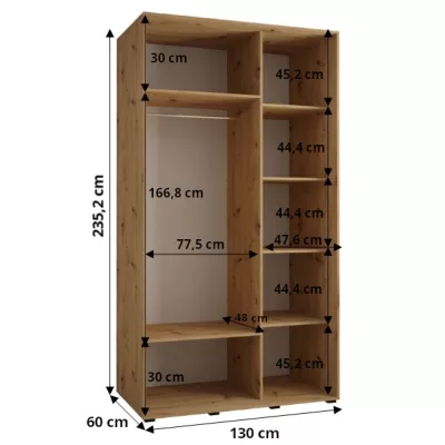 Šatní skříň ASIRI 13 - 130/60 cm, dub artisan / černá