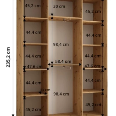 Šatní skříň ASIRI 7 - 160/45 cm, dub artisan / stříbrná