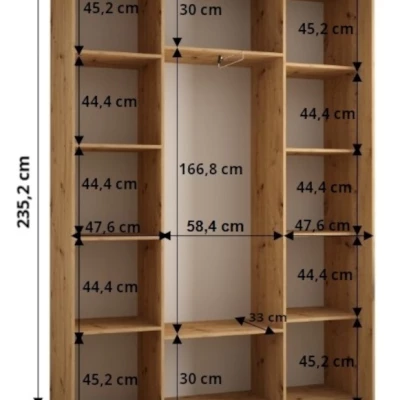 Šatní skříň ASIRI 7 - 160/45 cm, dub artisan / černá