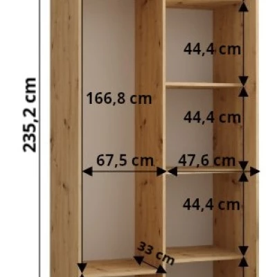 Šatní skříň ASIRI 10 - 120/45 cm, bílá / černá / stříbrná