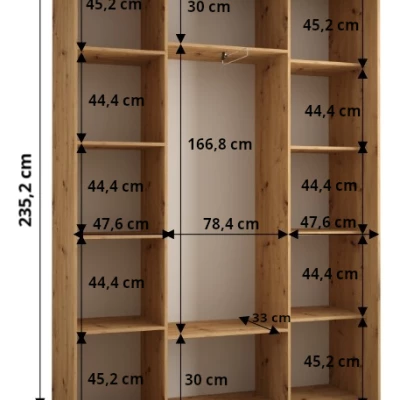 Šatní skříň ASIRI 6 - 180/45 cm, dub artisan / černá