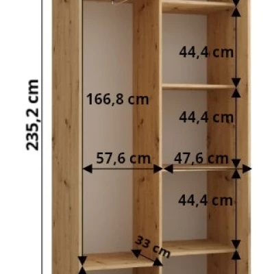 Šatní skříň ASIRI 4 - 110/45 cm, černá / stříbrná