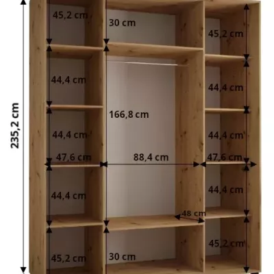 Šatní skříň ASIRI 10 - 190/60 cm, černá / bílá / stříbrná