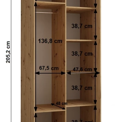 Šatní skříň YVONA 1 - 120/60 cm, dub artisan / černá