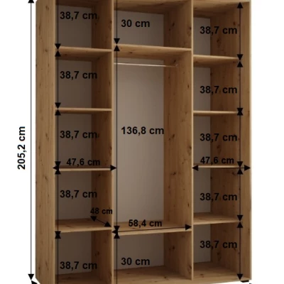 Šatní skříň YVONA 1 - 160/60 cm, bílá / zlatá