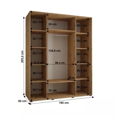 Šatní skříň YVONA 1 - 190/60 cm, černá / černá