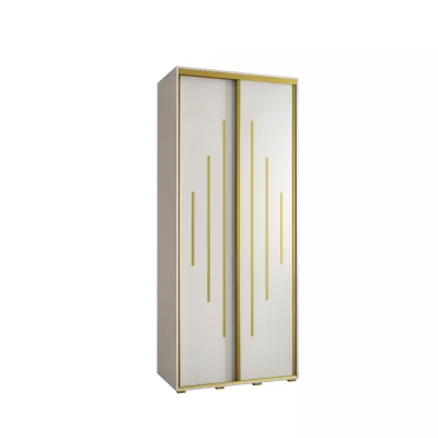 Šatní skříň YVONA 12 - 100/60 cm, bílá / zlatá