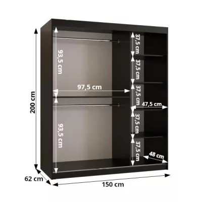 Šatní skříň KATIE 1 - 150 cm, bílá / stříbrná