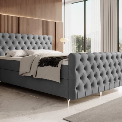 Čalouněná postel 140x200 ADRIA COMFORT PLUS s úložným prostorem - šedá