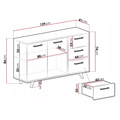 Kombinovaná komoda AGNESA - švestka