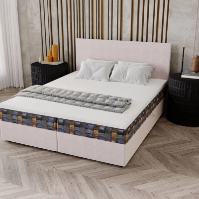Čalouněná postel 140x200 OTILIE 3 s úložným prostorem - béžová + vzor